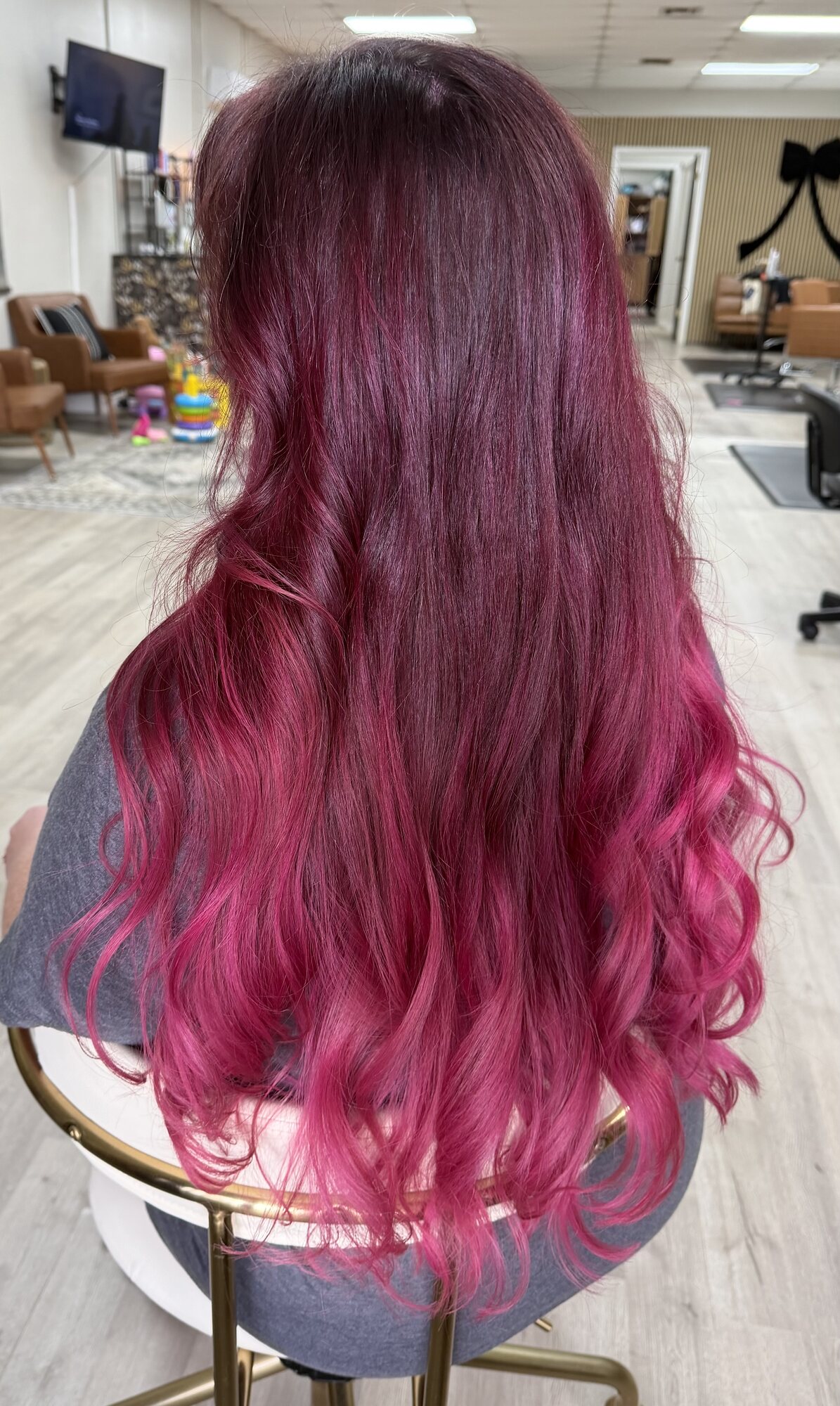 Vivid pink ombre hair color